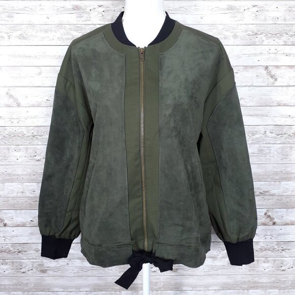 Current Air Jackets & Blazers - Womens Faux Suede Bomber Jacket S Moss Green 385A